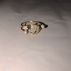 Gold tone Moon & Star adjustable ring